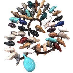 MASSIVE NATIVE AMERICAN HEISHI & TURTLE FETISH NECKLACE